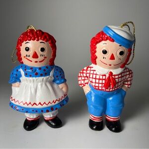 Duncan Raggedy Ann & Andy Figurine Christmas Ornaments